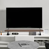 80x23,5 cm Houten monitorstandaard, dubbele monitorstandaard voor computerscherm en tv-verhoger, bureau-organizer voor werken en gamen, bruin