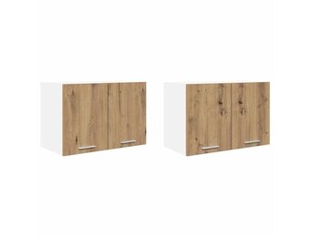vidaXL Hangkast 2 st Ambachtelijke Eik en Wit Bewerkt hout