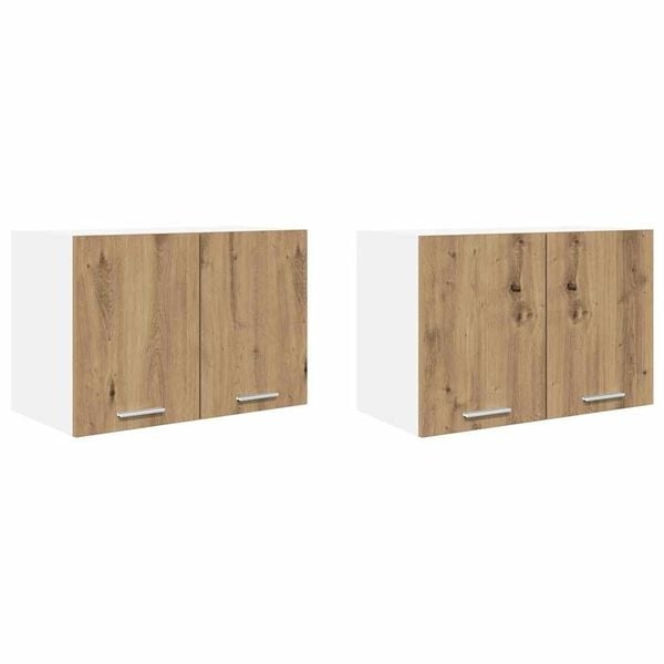 vidaXL Hangkast 2 st Ambachtelijke Eik en Wit Bewerkt hout