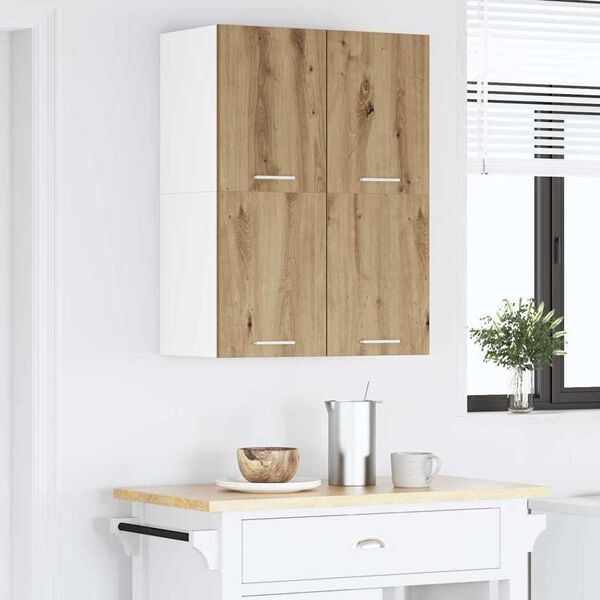 vidaXL Hangkast 2 st Ambachtelijke Eik en Wit Bewerkt hout