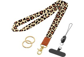 Keycord Luipaardprint 49cm Leer - 48% Korting