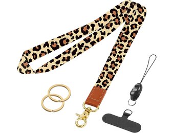 Uniclife Keycord voor ID-kaarten en sleutels - Luipaardprint - 49 cm