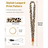 Uniclife Keycord voor ID-kaarten en sleutels - Luipaardprint - 49 cm