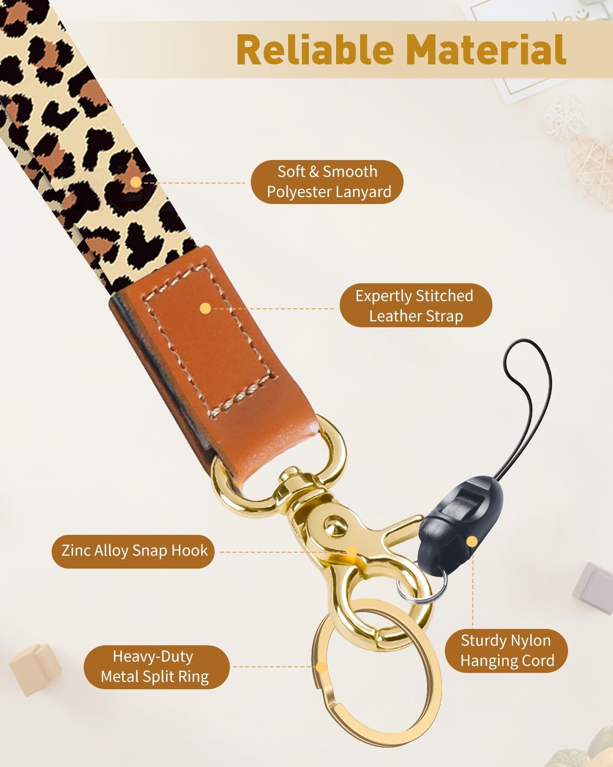 Uniclife Keycord voor ID-kaarten en sleutels - Luipaardprint - 49 cm