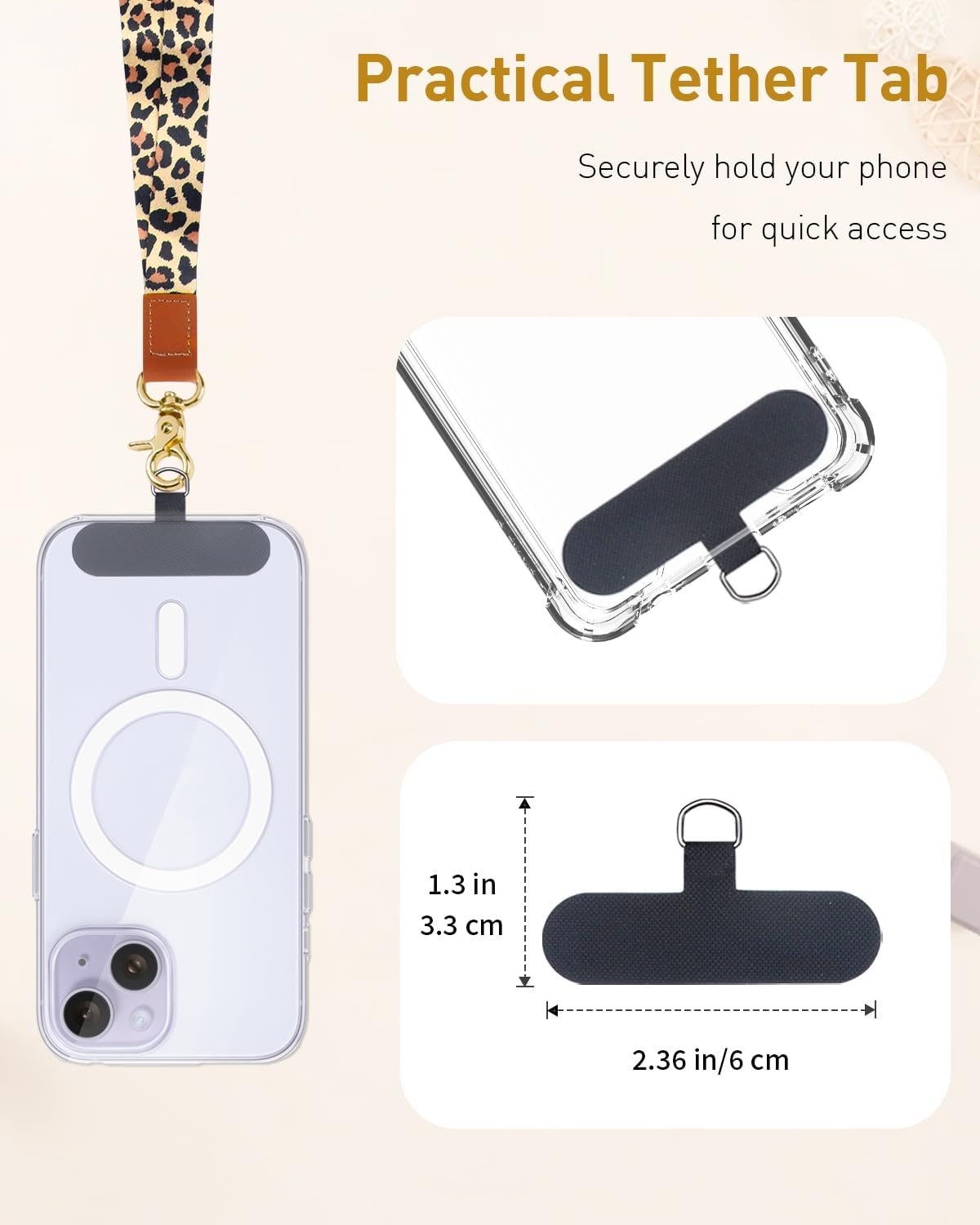 Uniclife Keycord voor ID-kaarten en sleutels - Luipaardprint - 49 cm