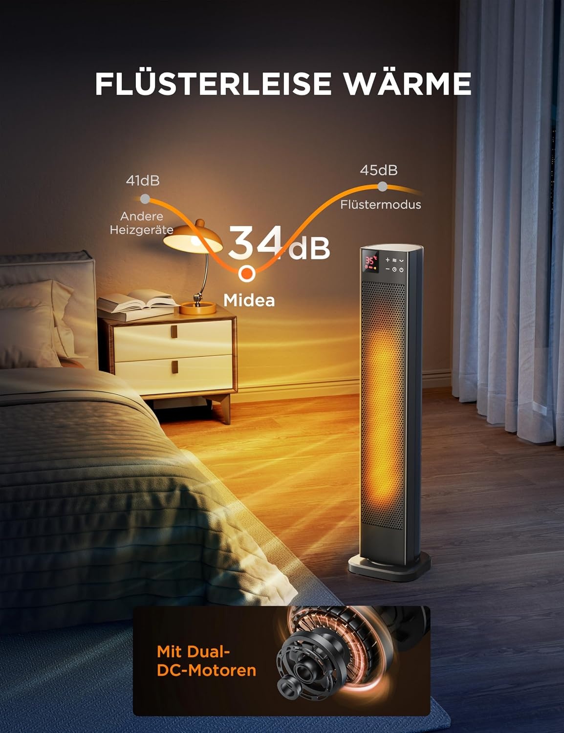 Keramische Torenkachel 2000W 76cm Grijs met 53% Korting