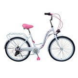 Meisjesfiets 24 inch Wit/Roze - 6 Shimano Versnellingen - 54% Korting