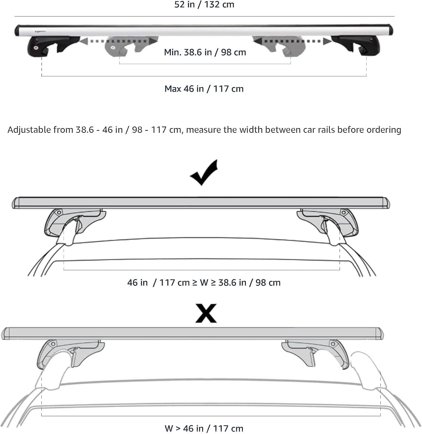 Universele Dakdragerset voor SUV 132cm Zwart/Zilver (33% Korting)
