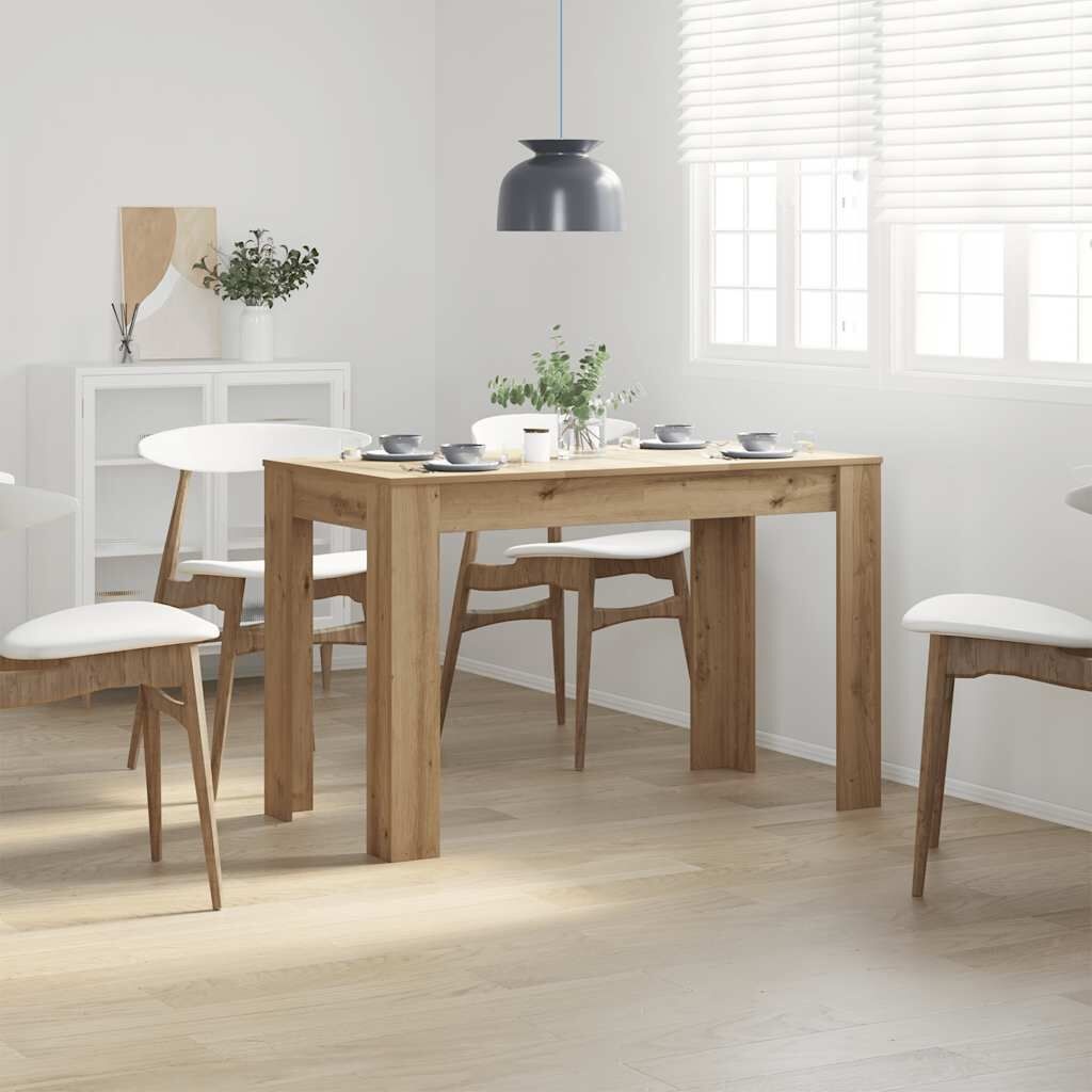Eettafel 120x60x76 cm Bewerkt Hout Artisanaal Eikenkleur - 34% Korting!