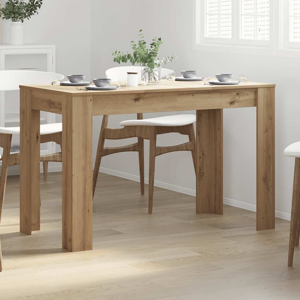 Eettafel 120x60x76 cm Bewerkt Hout Artisanaal Eikenkleur - 34% Korting!