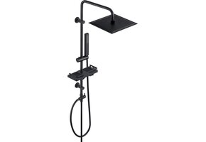 Regendouche Zwart RVS met Plank - 34% Korting