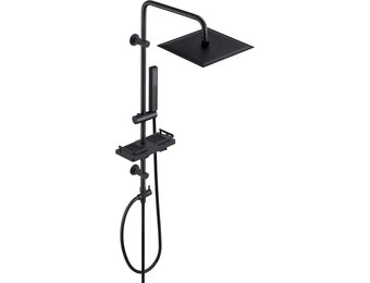 Regendouche Zwart RVS met Plank - 34% Korting