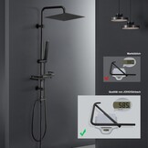 Regendouche Zwart RVS met Plank - 34% Korting