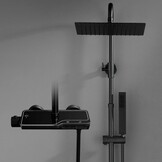 Regendouche Zwart RVS met Plank - 34% Korting