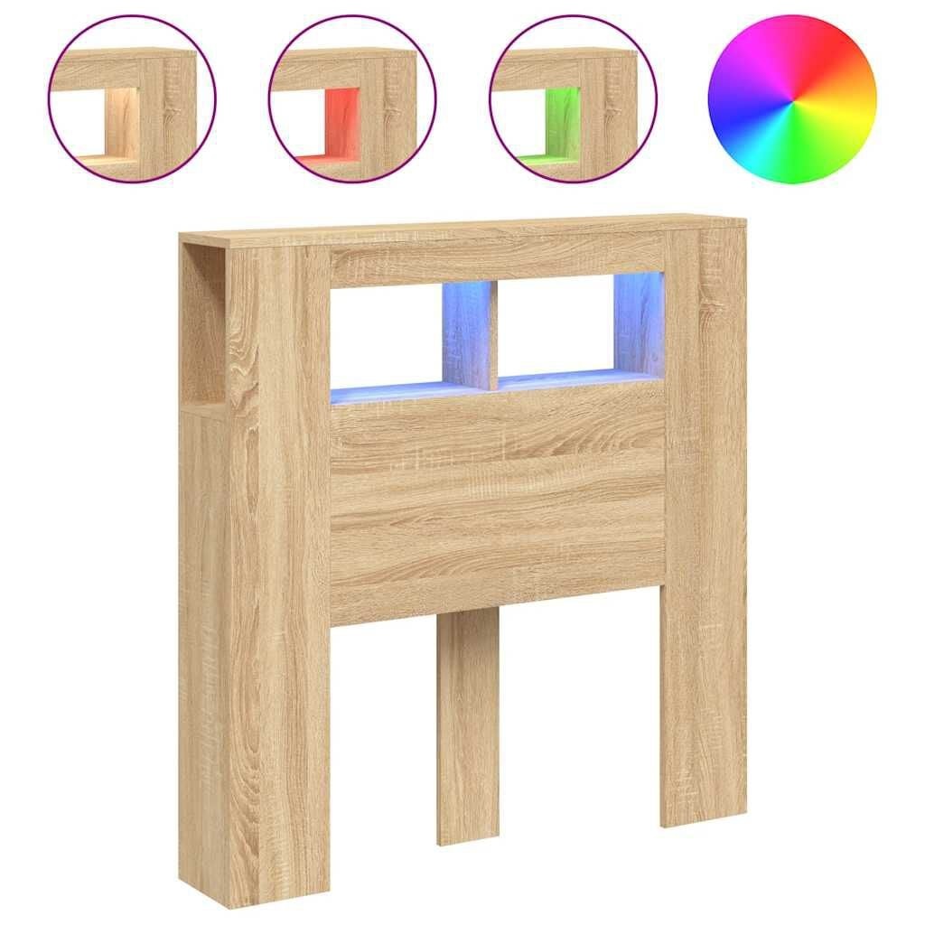 Hoofdeinde met LED Verlichting 100 cm Sonoma Eiken - 34% Korting