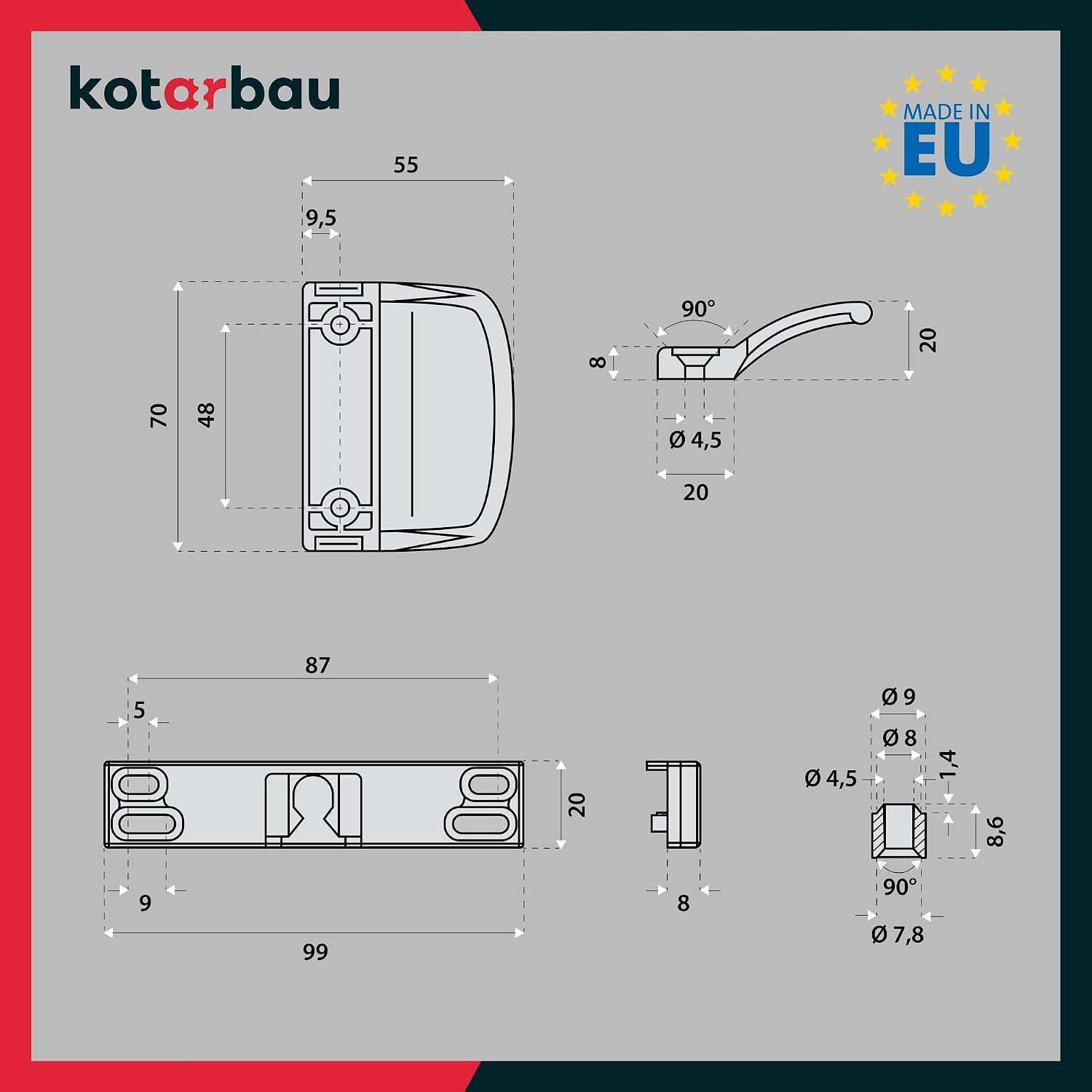 Balkondeursnapper Universele Greepschelp Wit - 37% Korting