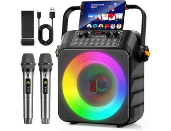 Draagbare Karaoke Partybox met 2 Microfoons - 34% Korting