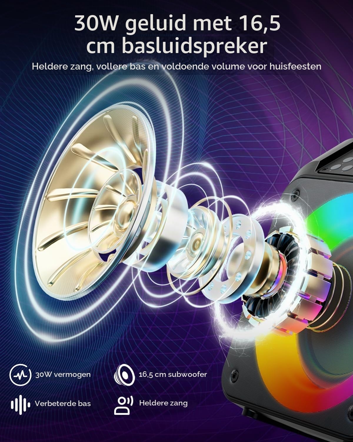 Draagbare Karaoke Partybox met 2 Microfoons - 34% Korting