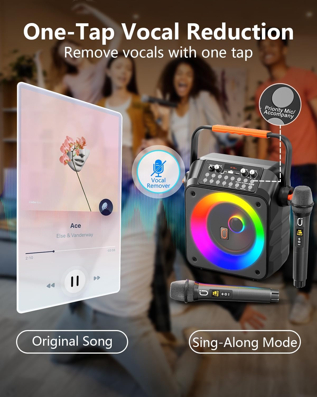 Draagbare Karaoke Partybox met 2 Microfoons - 34% Korting