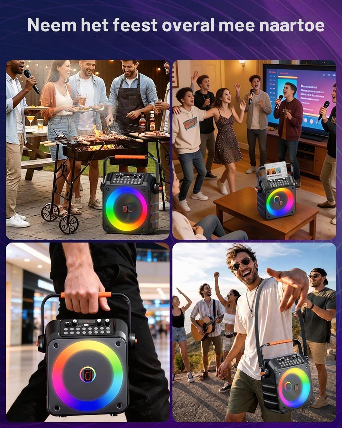 Draagbare Karaoke Partybox met 2 Microfoons - 34% Korting