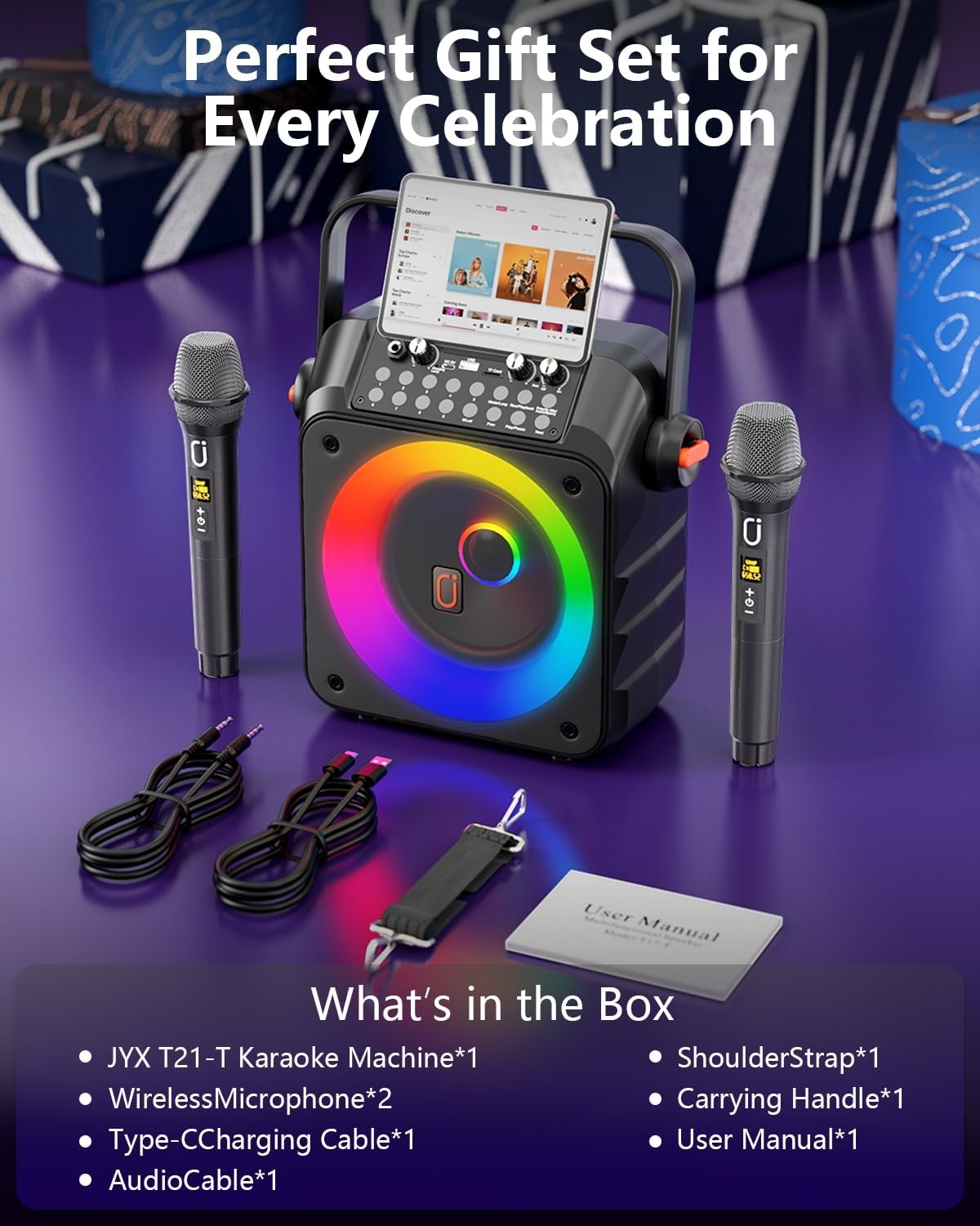 Draagbare Karaoke Partybox met 2 Microfoons - 34% Korting