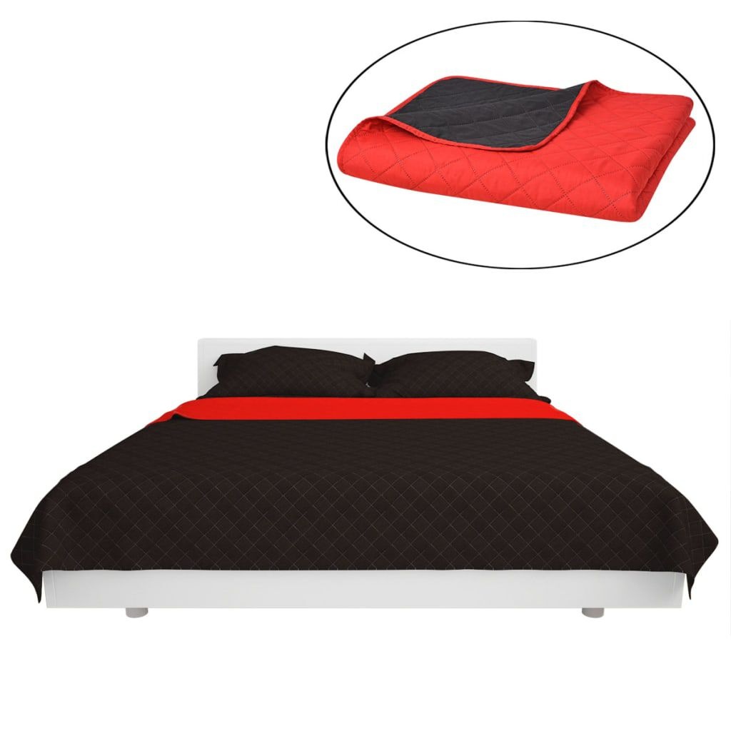 Dubbelzijdige Bedsprei Rood/Zwart 220x240 cm - 33% Korting