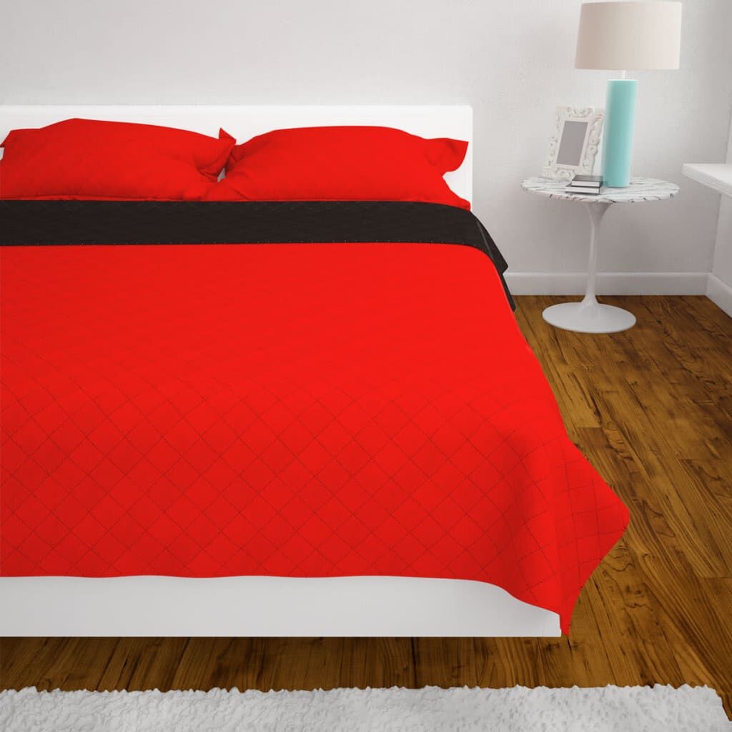 Dubbelzijdige Bedsprei Rood/Zwart 220x240 cm - 33% Korting