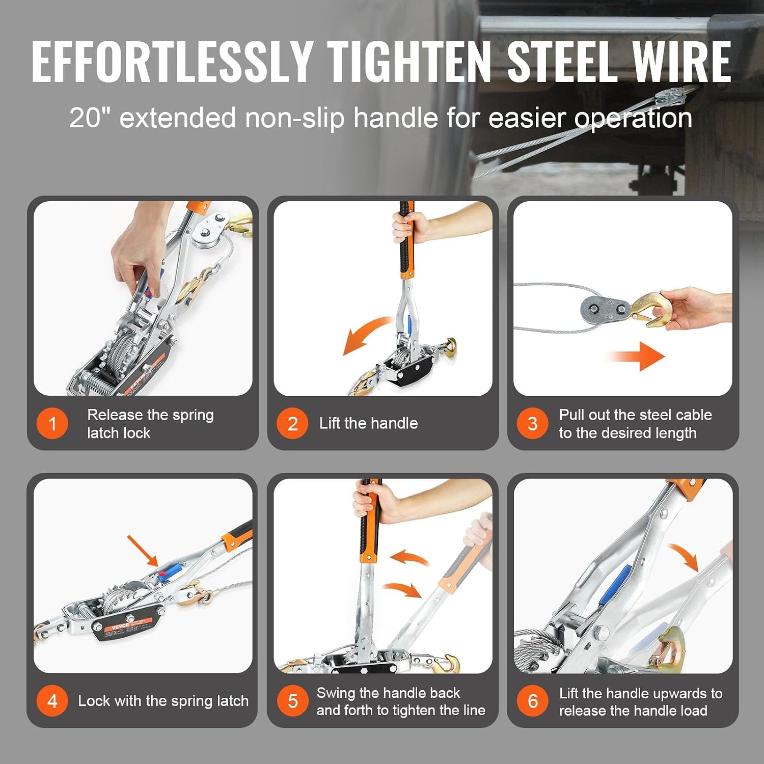 Heavy Duty Rateltakel 5 Ton - 3.5m Kabel & 3 Haken met 33% Korting