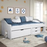 Wit Grenenhouten Slaapbank IRUN (90x200 cm) - 59% Korting