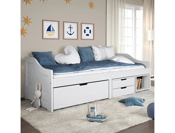 Wit Grenenhouten Slaapbank IRUN (90x200 cm) - 59% Korting