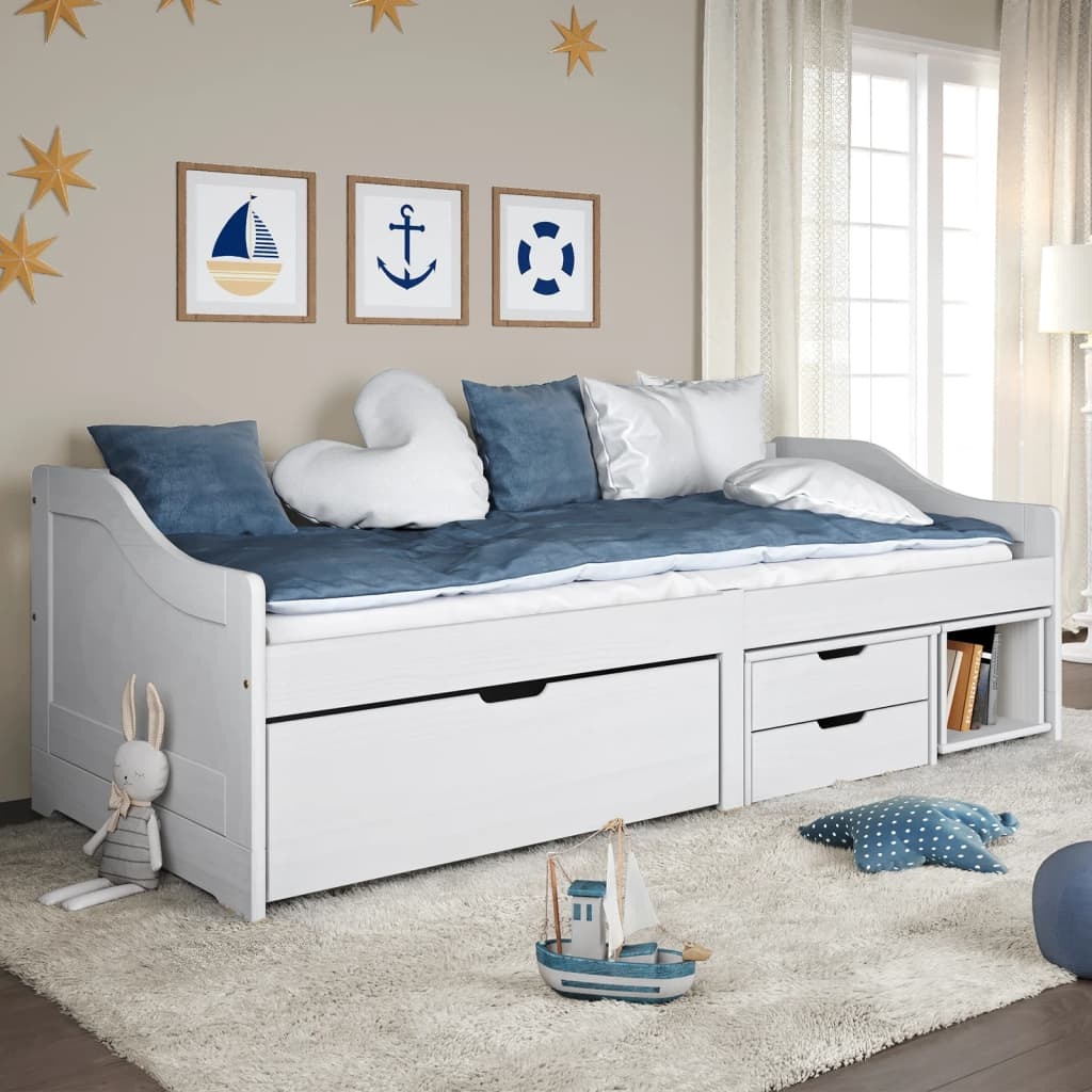 Wit Grenenhouten Slaapbank IRUN (90x200 cm) - 59% Korting