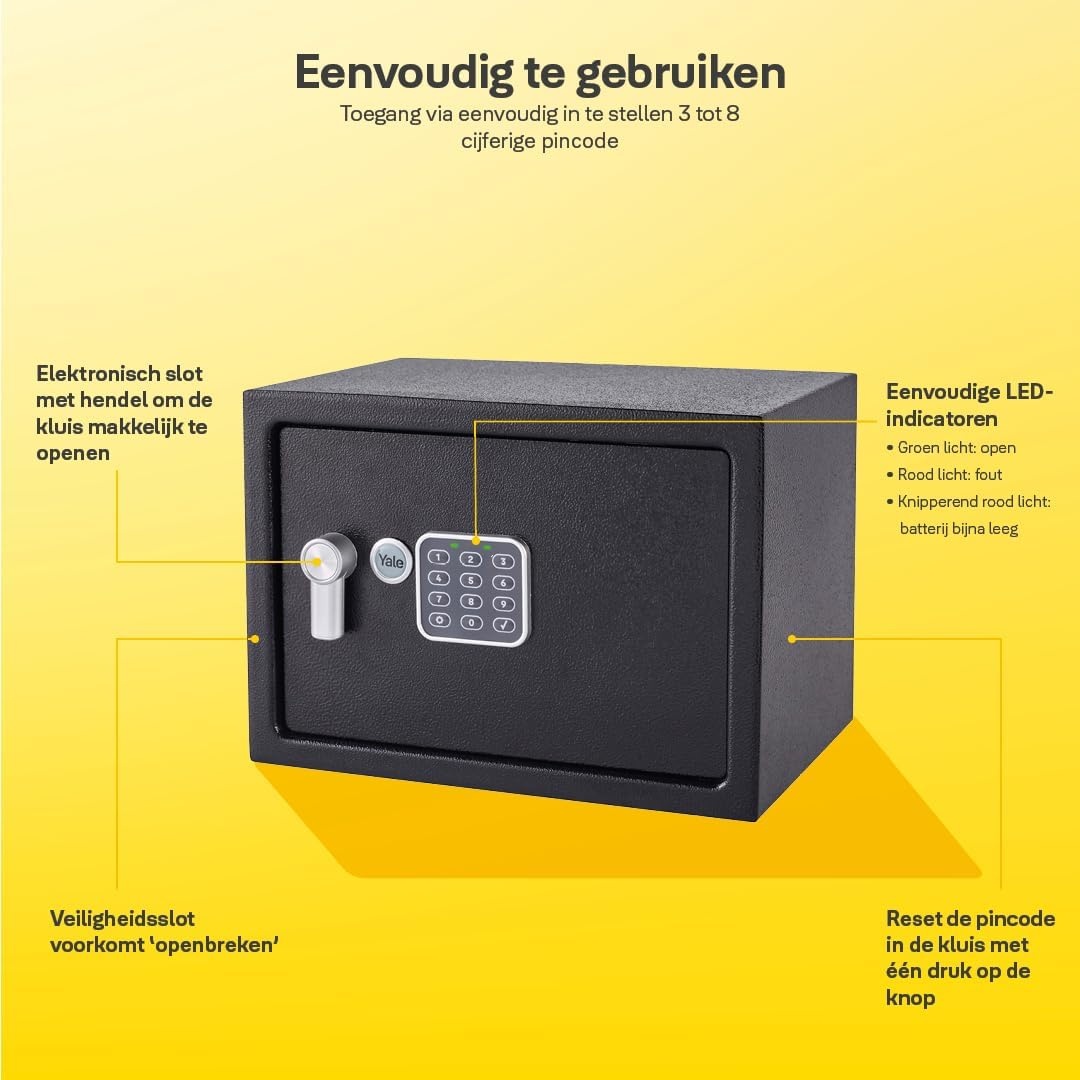 Yale Elektronische Kluis 16,3L Zwart - 34% Korting!