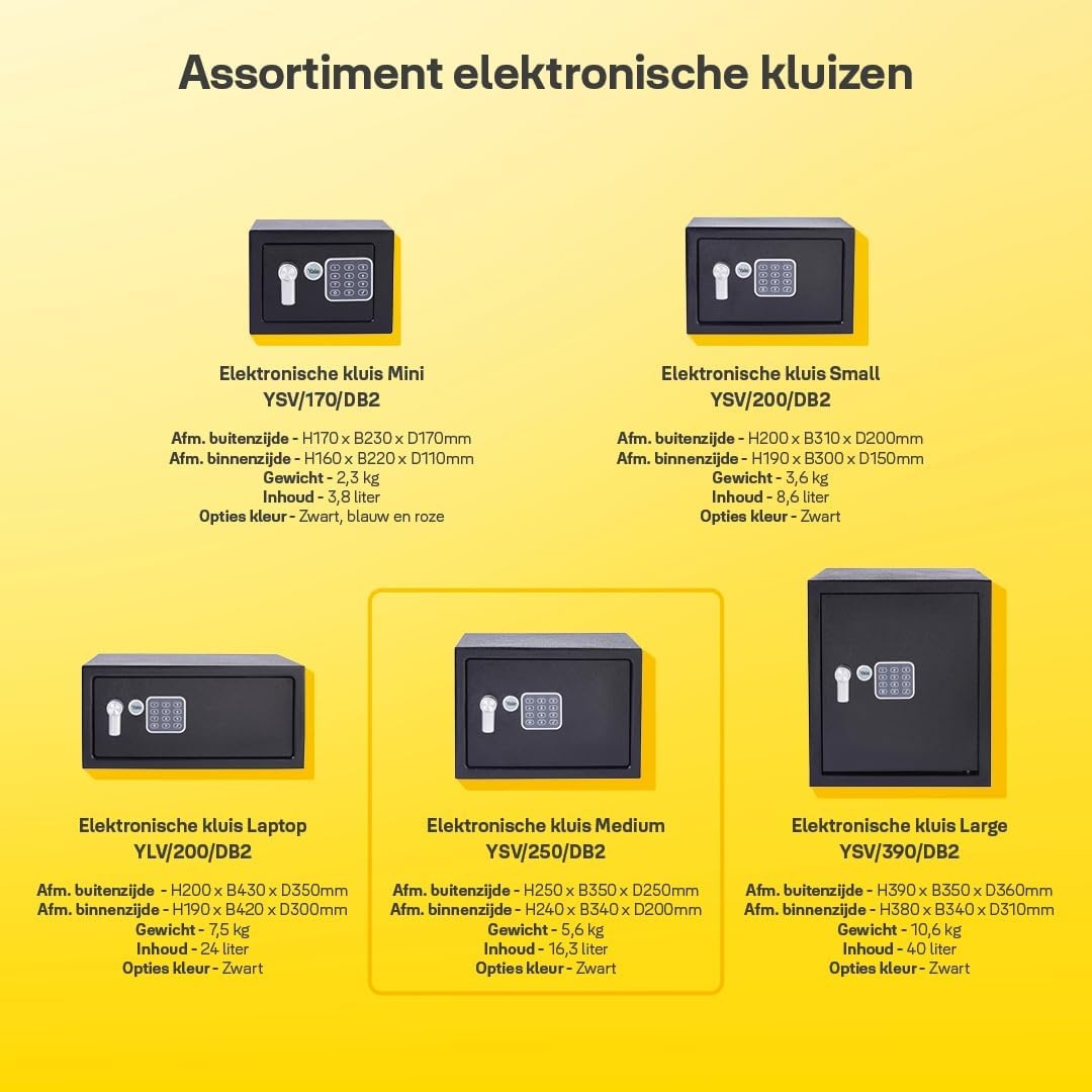 Yale Elektronische Kluis 16,3L Zwart - 34% Korting!