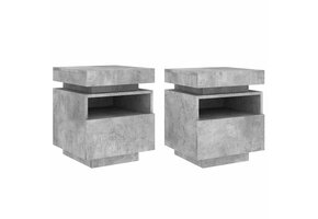 Nachtkastjes met LED-verlichting (2 stuks) - Betongrijs 34% Korting