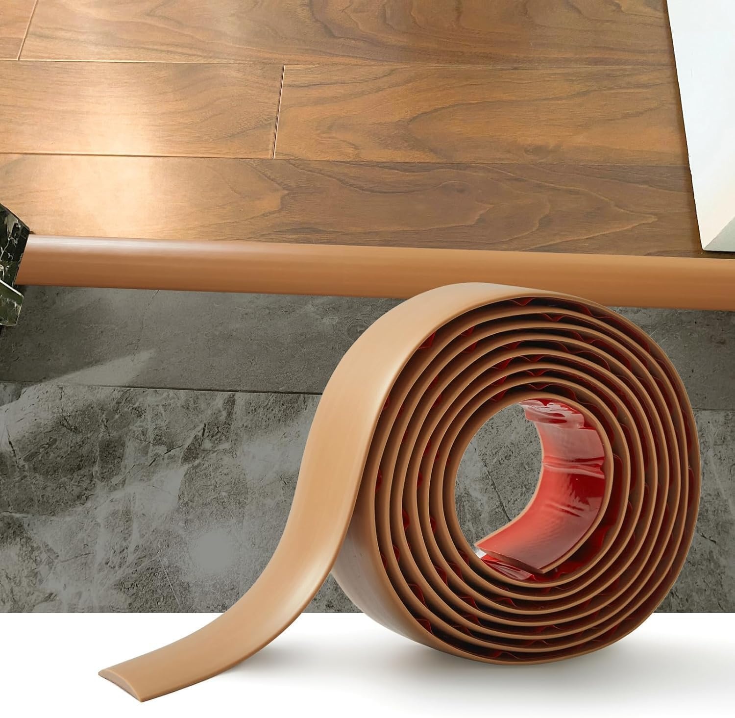 Zelfklevende Overgangsstrip PVC Lichtbruin (37% Korting) - 5cm x 1.2M