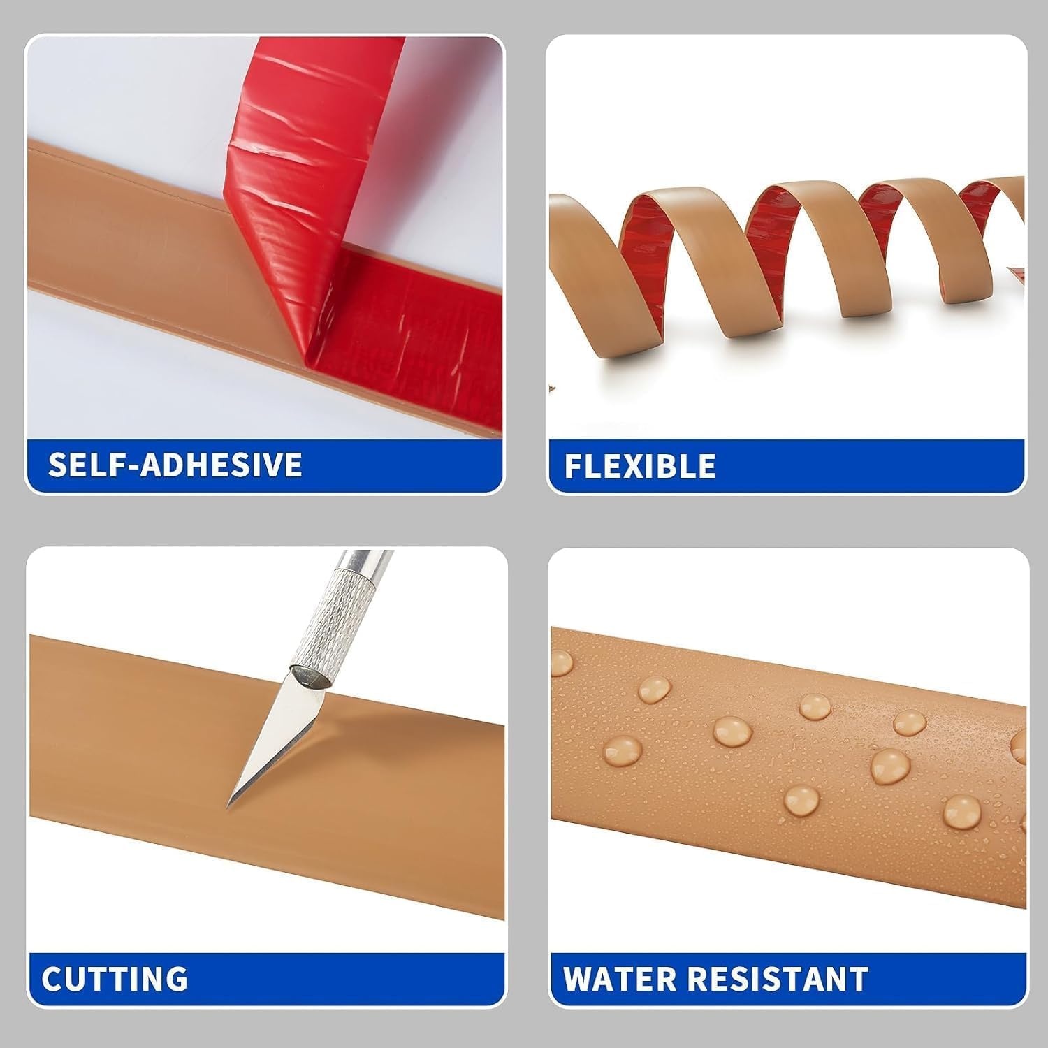 Zelfklevende Overgangsstrip PVC Lichtbruin (37% Korting) - 5cm x 1.2M
