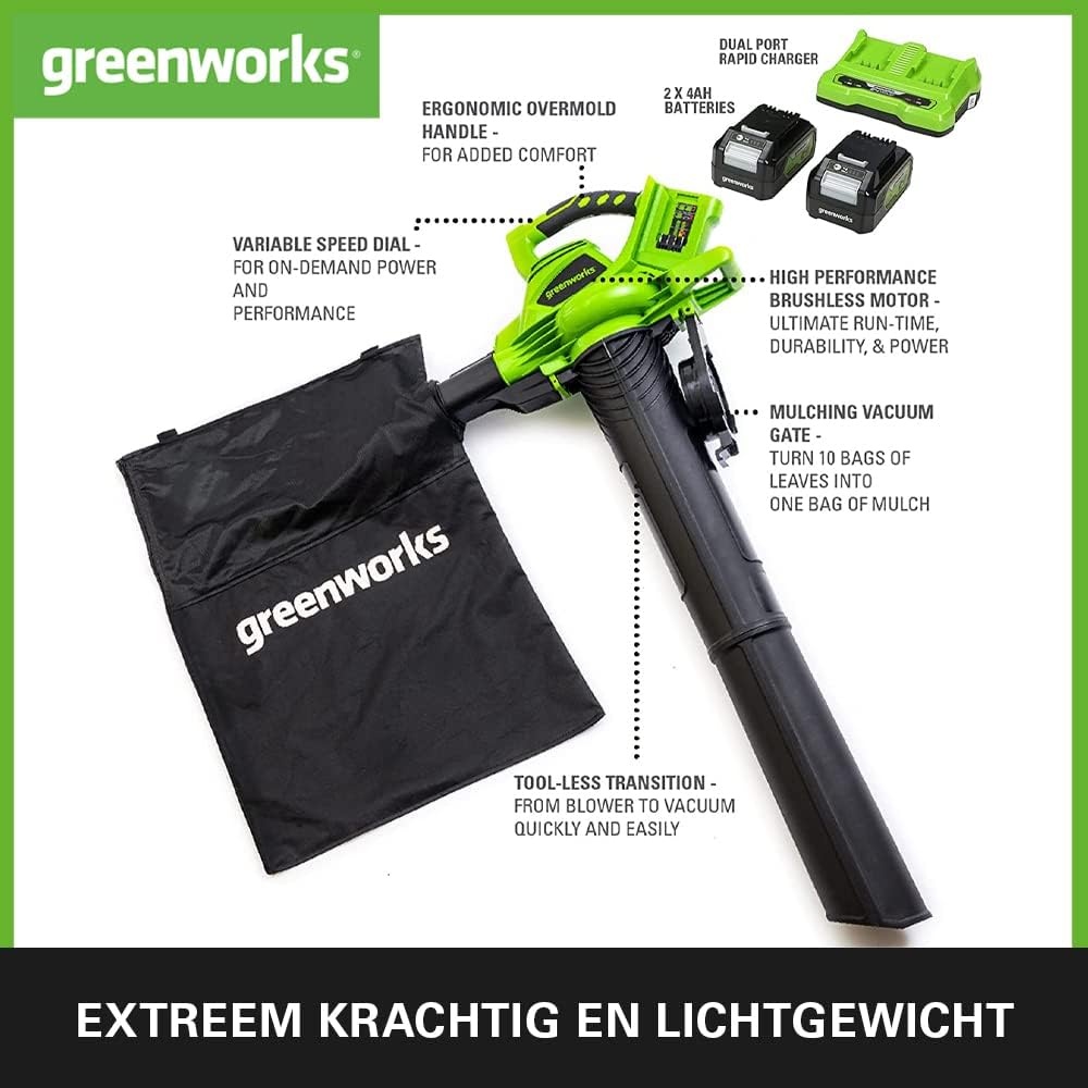 Accu Bladblazer & Bladzuiger 48V (2x 24V) - 30% Korting!