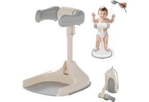 Babybadje Douchestandaard (6-36m) Grijs - Verstelbaar & Anti-slip - 32% Korting!