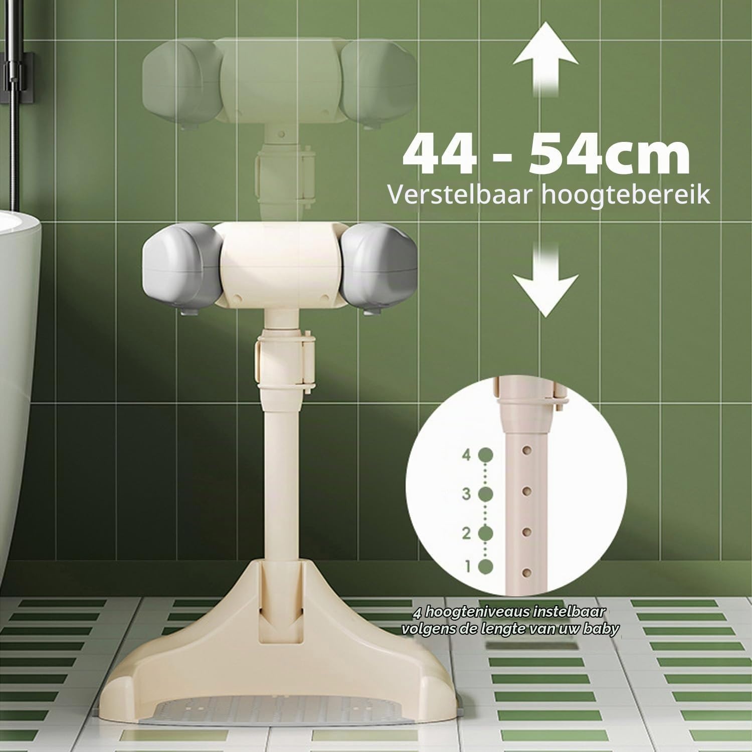 Babybadje Douchestandaard (6-36m) Grijs - Verstelbaar & Anti-slip - 32% Korting!