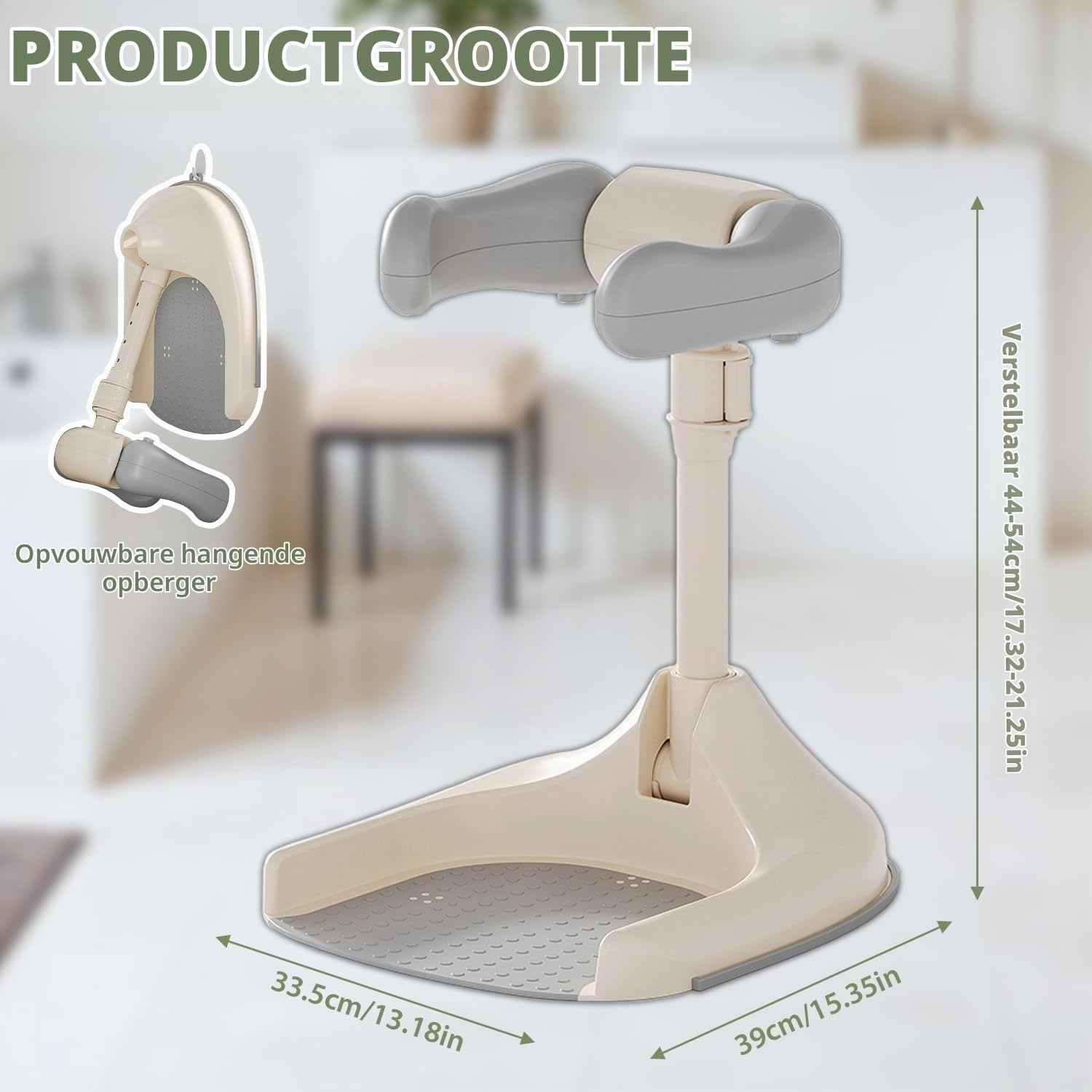 Babybadje Douchestandaard (6-36m) Grijs - Verstelbaar & Anti-slip - 32% Korting!