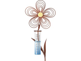 Stijlvolle Regenmeter 110cm - Roestlook Bloem - Vorstbestendig - 31% Korting