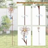 Stijlvolle Regenmeter 110cm - Roestlook Bloem - Vorstbestendig - 31% Korting