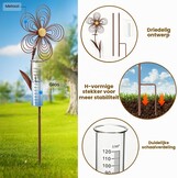 Stijlvolle Regenmeter 110cm - Roestlook Bloem - Vorstbestendig - 31% Korting