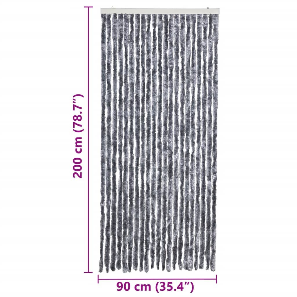 Vliegengordijn Chenille Zilver 90x200 cm - 33% Korting!