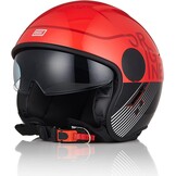 Jethelm Motor/Scooter Zwart Rood Maat S - ECE 22-06 Gekeurd, Lichtgewicht (1.2 kg)