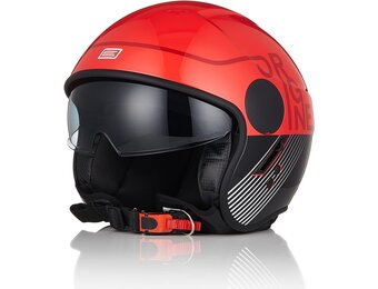 Jethelm Motor/Scooter Zwart Rood Maat S - ECE 22-06 Gekeurd, Lichtgewicht (1.2 kg)