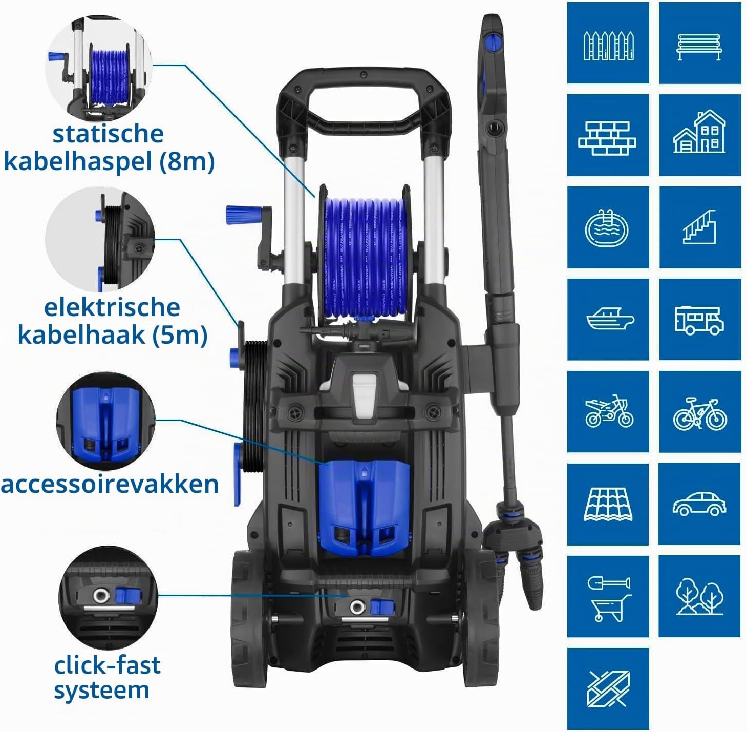Hogedrukreiniger e-4 TWIN FLOW D 150 bar Blauw/Zwart - 59% Korting