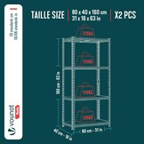 Set van 2 Stellingkasten 700kg | 80x40x160cm | 4 MDF Planken | 33% Korting