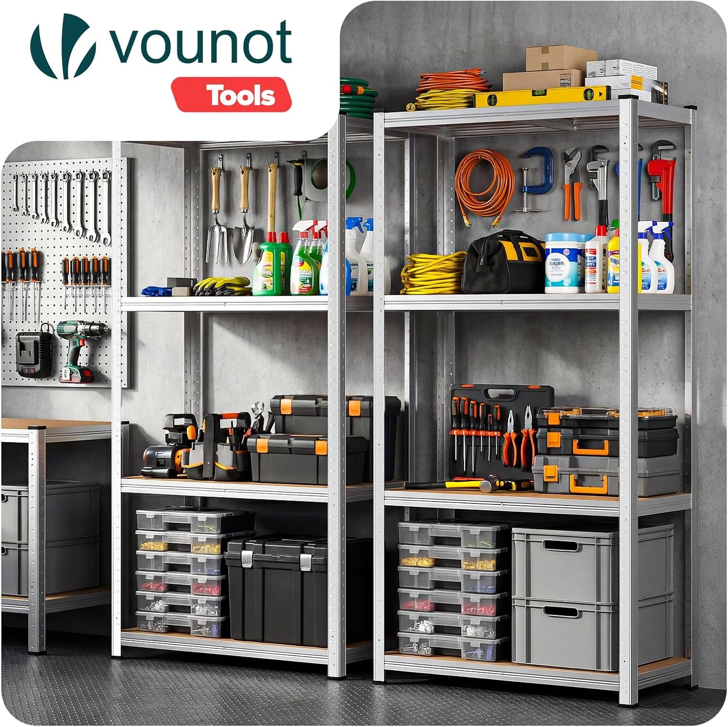 Set van 2 Stellingkasten 700kg | 80x40x160cm | 4 MDF Planken | 33% Korting