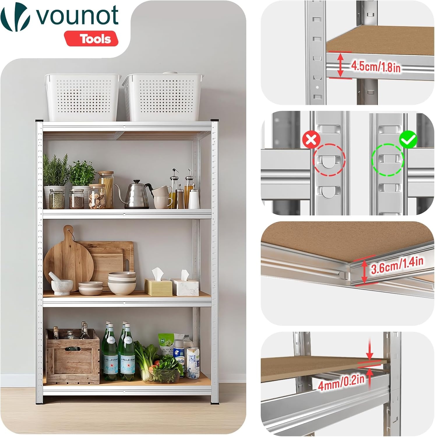 Set van 2 Stellingkasten 700kg | 80x40x160cm | 4 MDF Planken | 33% Korting